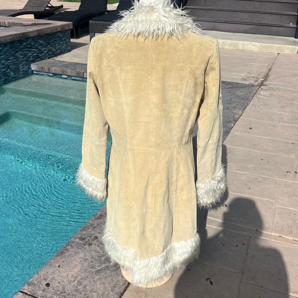 Vintage Penny Lane Leather /fur Trim Coat - Picture 5 of 17